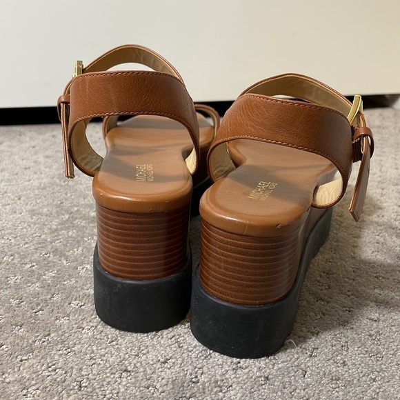 NWOB MICHAEL Michael Kors Marlon Leopard Calf Hair Leather Platform Sandals 6.5 - Picture 5 of 11